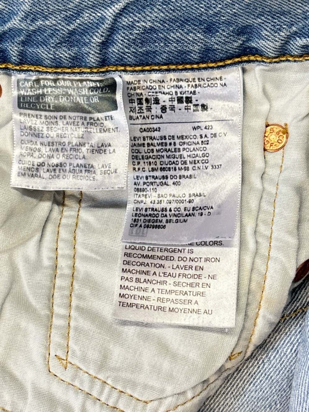 Levi's 501 Original Fit Light Wash Jeans with Eyelet Hem Detail - Picture 11 of 11